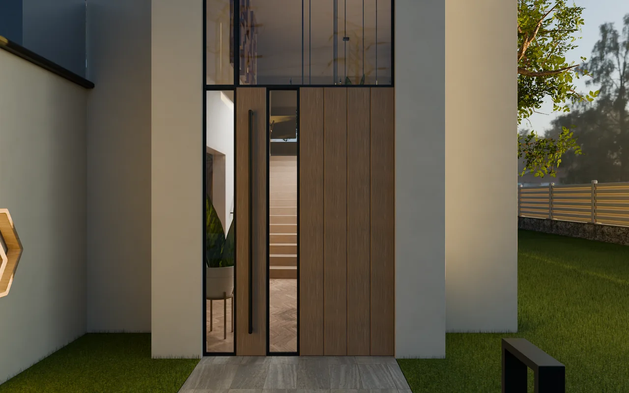 Arrival view of a modern villa