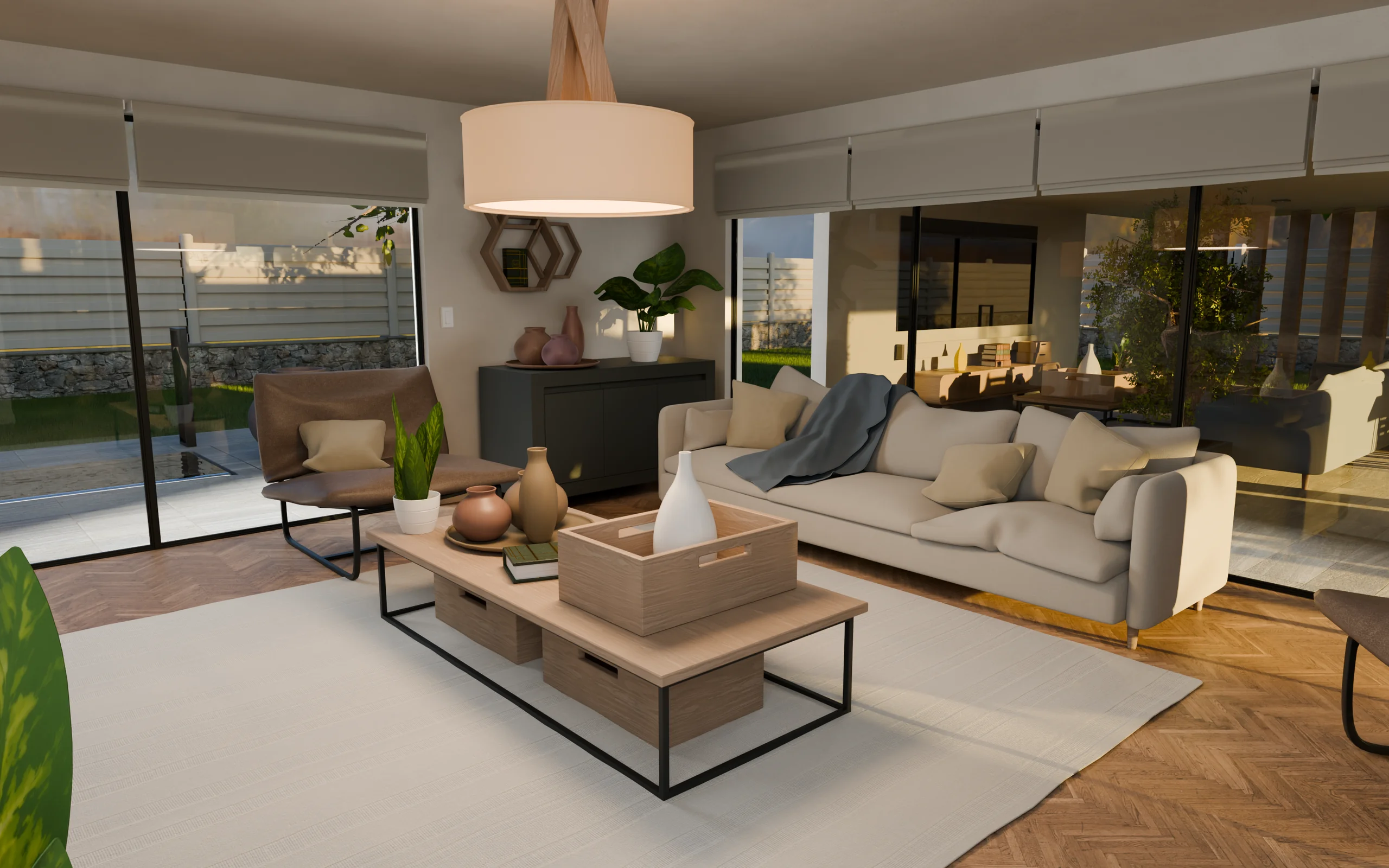 Warm interior of a modern villa