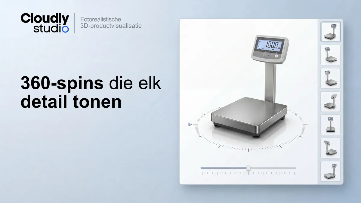 360-spins die elk detail tonen: De specificatie (MP4, 6–8 seconden, langzame rotatie) die detail behoudt