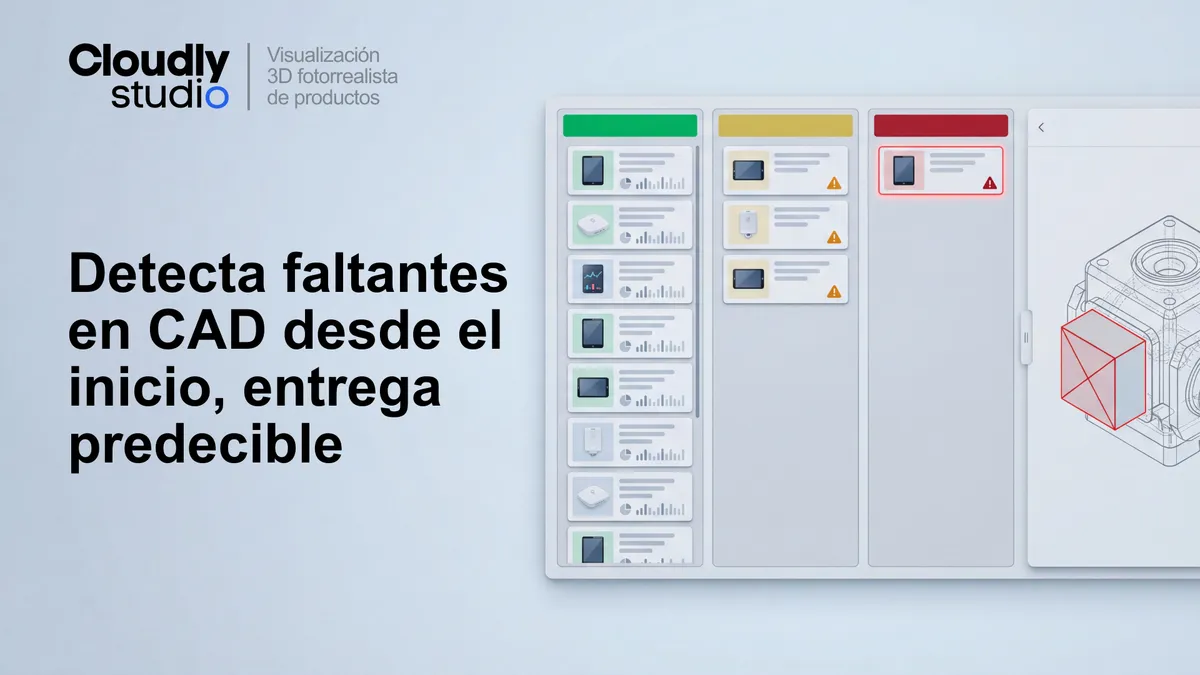 Entrega predecible de CAD a render: Cómo detectamos faltantes desde el primer día